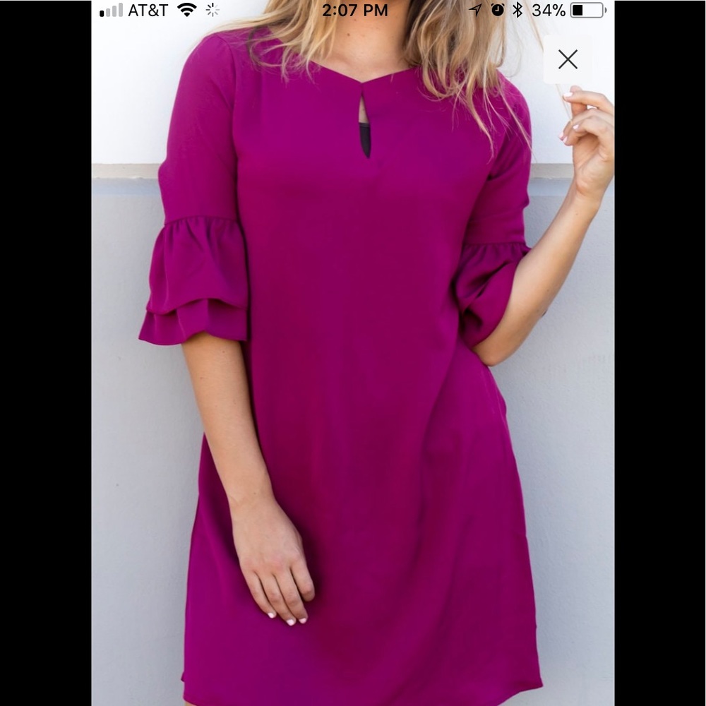 Key Hole, Ruffled Sleeve Dress